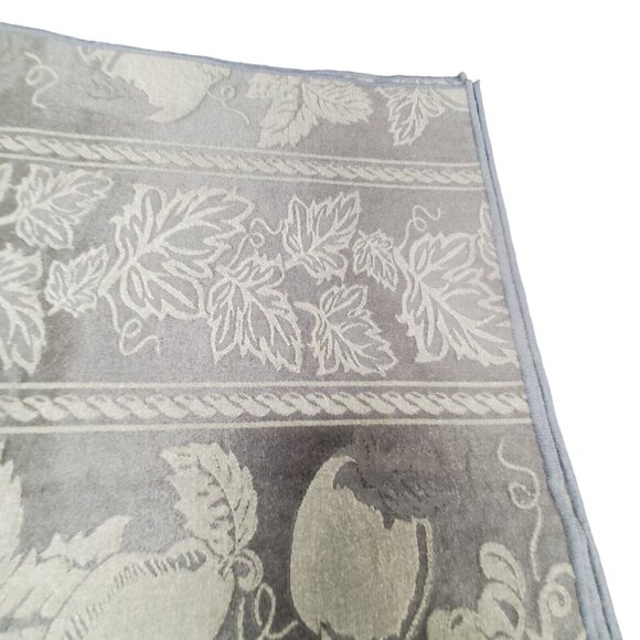 Vtg Green Cloth Napkins Jacquared Satin 16" Set Of 4 Pear Grape Ivy Fabric Olive - Picture 5 of 14